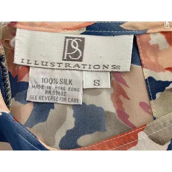 PS‎ ILLUSTRATIONS | WOMEN’S VINTAGE 100% SILK BLOUSE FLORAL SIZE S - Picture 7 of 10